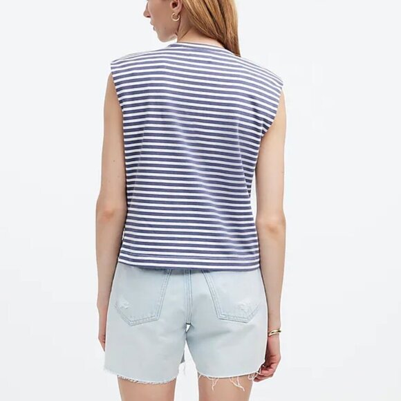 Madewell Blue and White Striped Muscle Tee - Picture 3 of 12